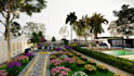 do backyard landscape design, garden, pool,  patio, fireplace and terrace