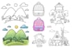 draw islamic illustrations line art elements sticker doodle