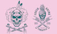 make american indian chief skull logo with illustration design