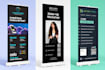 design retractable banner, pull up, pop up, standee, roll up