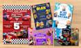 design kids birthday invitations in any disney or cartoon theme