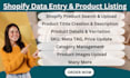 do shopify product listing and data entry