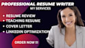 craft ats compliance teaching resume, cover letter, CV, linkedin optimization