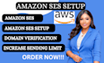 manage and setup amazon ses, domain verification and increase sending limit
