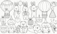 draw cute black line art characters and items