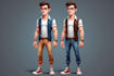 draw a vector 2d character, cartoon character