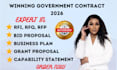 find rfp, write winning government contract bid proposal , rfq , rfi grant