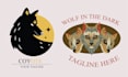 create hand drawn animal, fox wolf logo