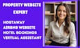 do hotel website, airbnb website, virtual assitant, hotel booking