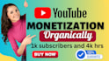 complete youtube channel  for monetization requirement