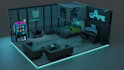 design 3d isometric gaming room and streaming room