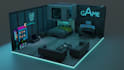 design 3d isometric gaming room and streaming room