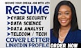 write cybersecurity telecommunication data science analyst IT engineering resume