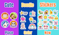 design stickers such as logo, kawaii, doodle, mascot, business and gif stickers