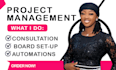 setup asana, clickup, trello, slack, hubspot, monday crm for project management