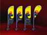design unique, creative roll up and feather flag banner