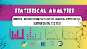 do regression, survey data analysis  t test, correlation, anova,  hypothesis