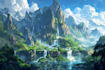 detailed sci fi fantasy landscape,  background illustration