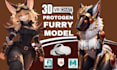 make unique vrchat furry avatar 3d model protogen anime character from scratch