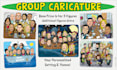 draw a group caricature with custom background
