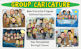 draw a group caricature with custom background