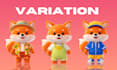 create 3d cute character modeling games, animation, mascot, rendering printing