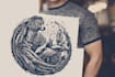 create animal linocut tshirt design for brands