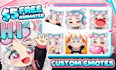 custom twitch emotes, animated emotes, cute emotes, chibi emotes, vtuber, gif