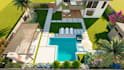 do 3d backyard landscape design with pool, patio and garden