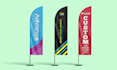 do unique feather flag, roll up banner design
