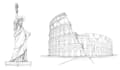 do landmarks and buildings hand drawn illustrations