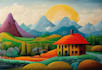 draw a flat vector landscape illustration