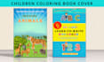 design children coloring book cover, kdp, paperback and kids illustration