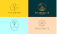 do minimalist line art text or badge logo design