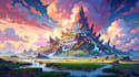 draw fantasy landscape, scene, background illustration