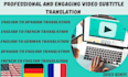 translate add your english french spanish video audio subtitle
