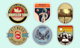 do retro vintage sticker design, badge, patch design and circular round logo