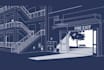 design a professional fire emergency evacuation map, exit plan, and diagram