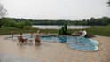 design swimming pool, backyard, patio, garden, realistic 3d design