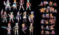 create pixel art sprite sheet, pixel characters static, animations for your game