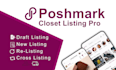 do poshmark listing, draft listing, closet listing