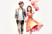 draw a watercolor couple portrait