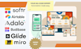design airtable, glide, adalo softr client portal supabase glide n8n budibase