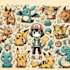 draw cute pokemon doodle art and fakemon anime illustration