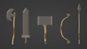 create 3d lowpoly props or weapons for your project