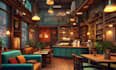 do 3d cgi retail store, café, 3d bar, 3d restaurant, 3d with 3d rendering
