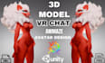 do vr chat furry avatar, 3d model and rig for vrchat, vtuber, animaze vrc avatar