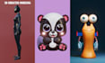 create cute 3d character models, chibi, animal, people, cartoon 3d
