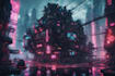 do cyberpunk futuristic city art