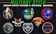 custom design tactical military mascot logo badge patch pins stickers